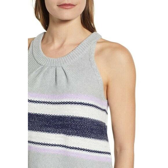Caslon Ribbed Knit Striped Pullover Tank Top Sweater Sleeveles Crew Neck X-Small - Picture 4 of 8